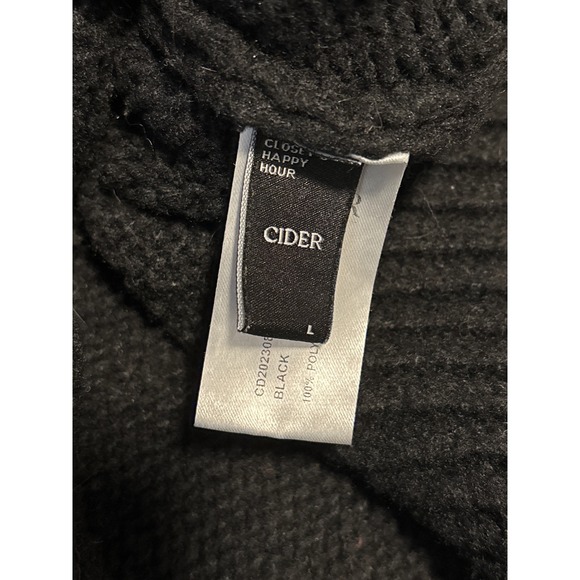 Cider Black Chunky Crochet Flower Applique Knit Cardigan Sweater Womens Large - Picture 4 of 5